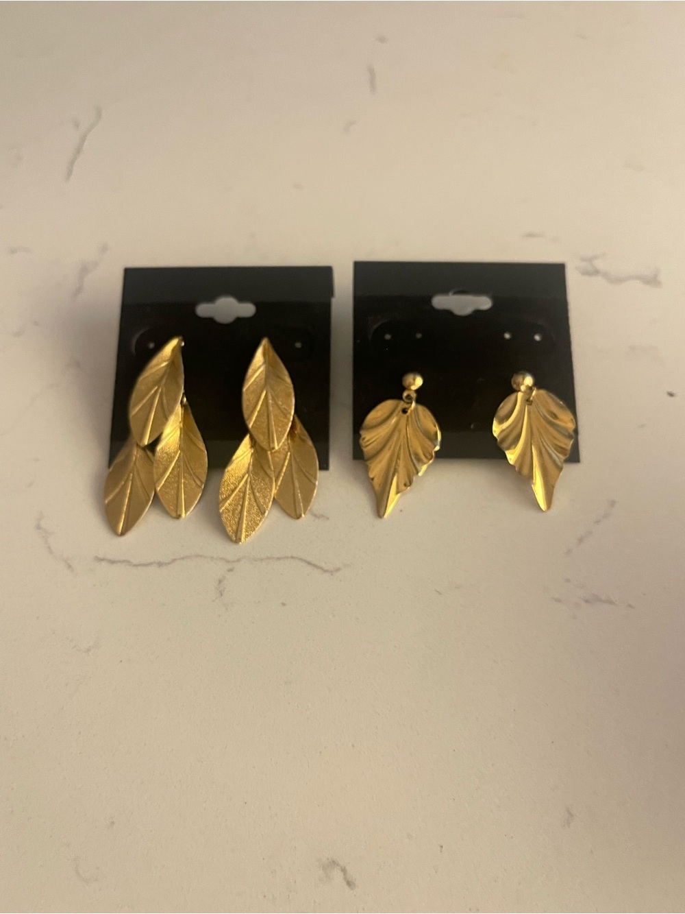 Two Fashion Gold Leaf Drop Earrings